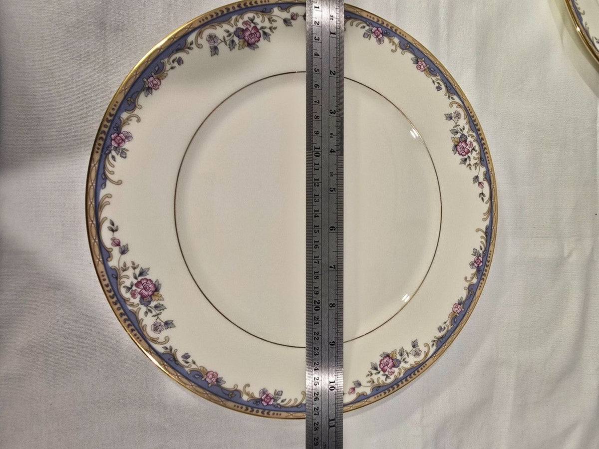 Lenox Southern Vista Dinner Plates 10 7/8" Set of 2 Floral Blue Gold Trim