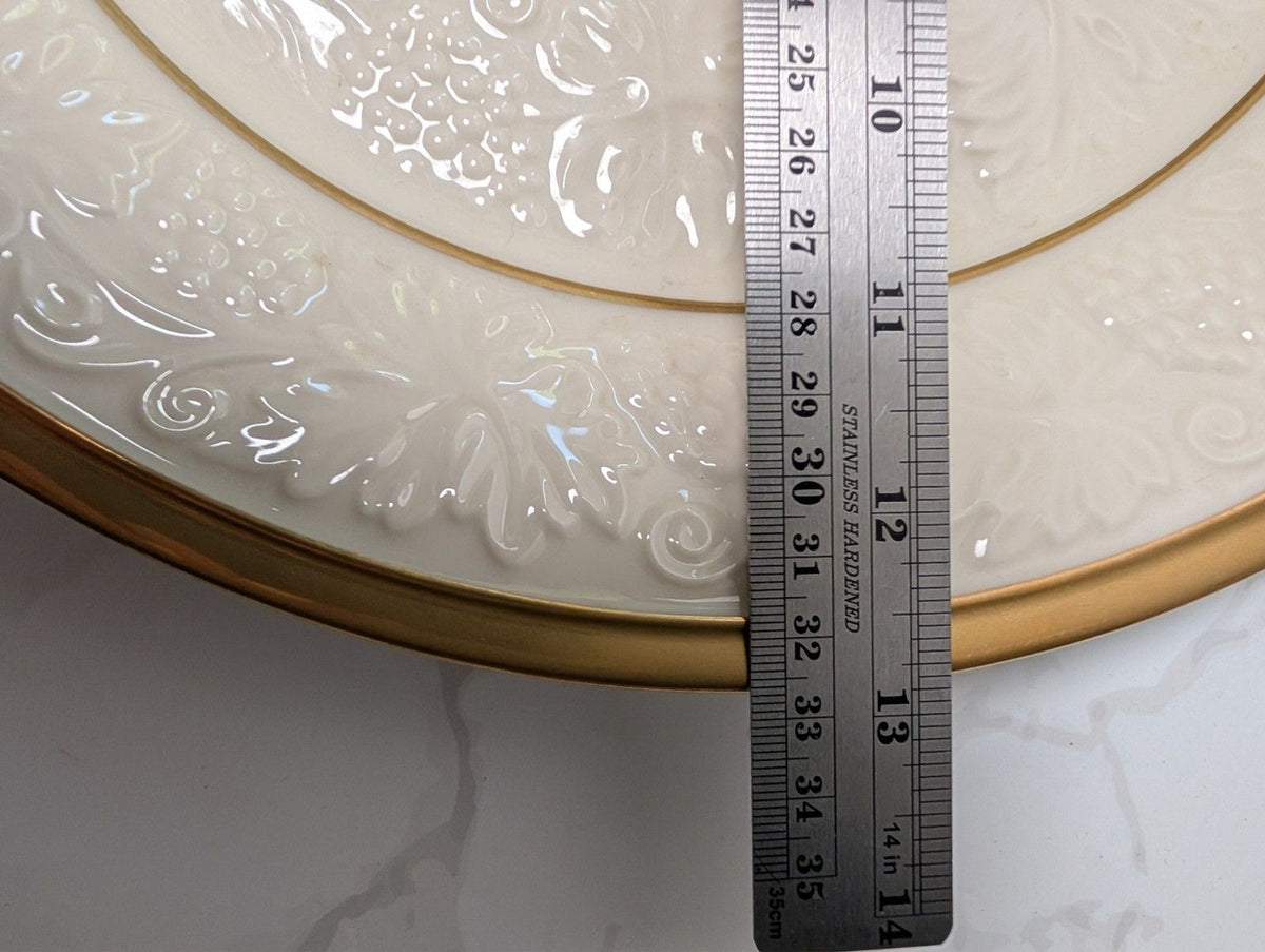 Lenox Vineyard Embossed Grapes 13" Chop Plate Round Platter Ivory Gold USA
