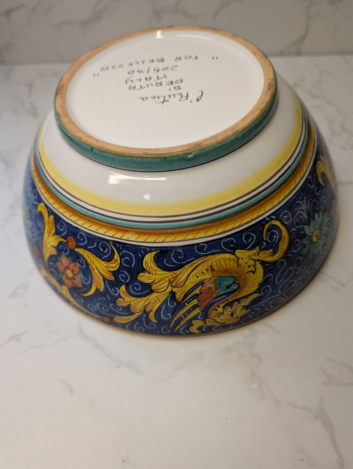 L'Antica Deruta For Bellezza Italian Majolica Griffin Bowl 12" Hand Painted