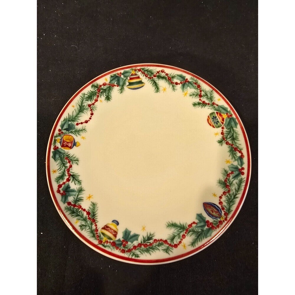 Pfaltzgraff Holiday Garland Christmas Salad Plate – 8" Holly & Ornaments