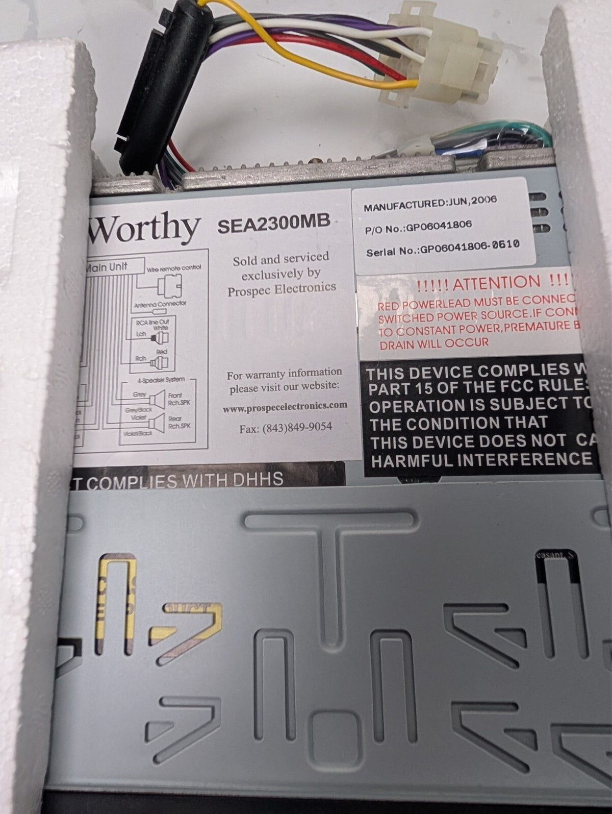 SeaWorthy SEA2300MB Marine AM/FM CD Receiver NOS 4x40W Prospec 2006