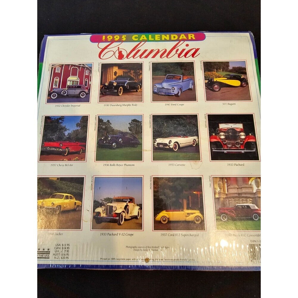 New/Sealed Classic Cars 1997 16 Month Wall Appointment Photo Calendar