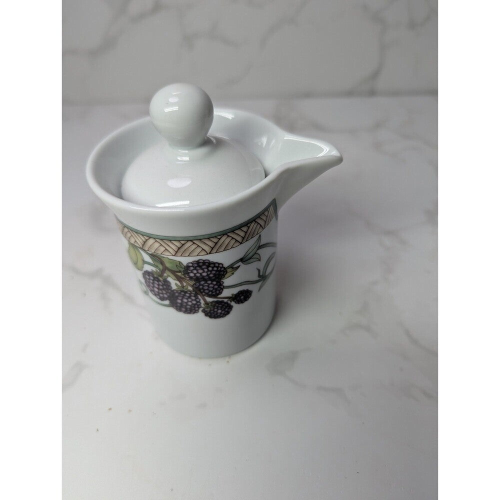 Dansk Umbrian Fruits Creamer & Covered Sugar Bowl Set Portugal