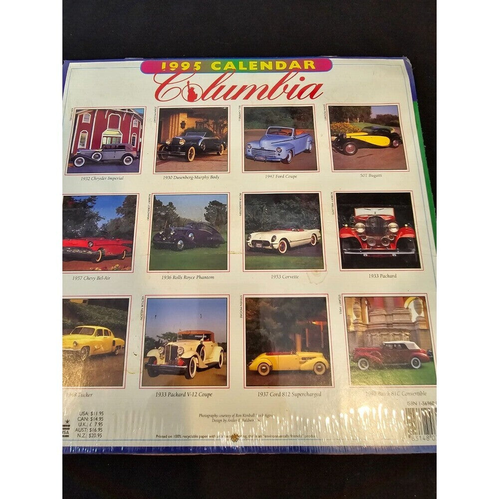 New/Sealed Classic Cars 1997 16 Month Wall Appointment Photo Calendar