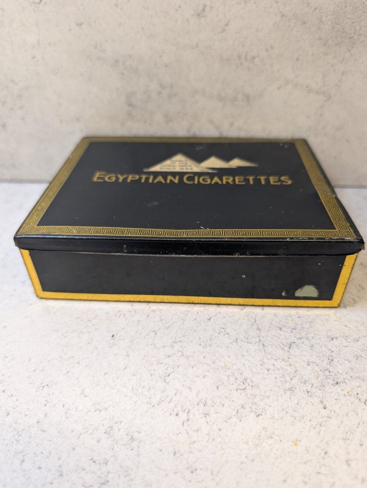 Vintage Egyptian Cigarettes Tin Fred M Pinkus NY Black Gold Box