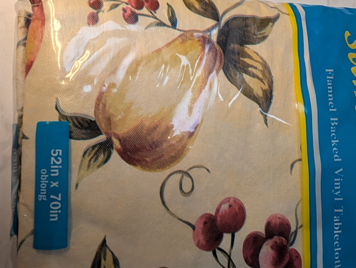 Dining Fashions Summer Time Fruit Vinyl Tablecloth 52 x 70 Oblong NOS