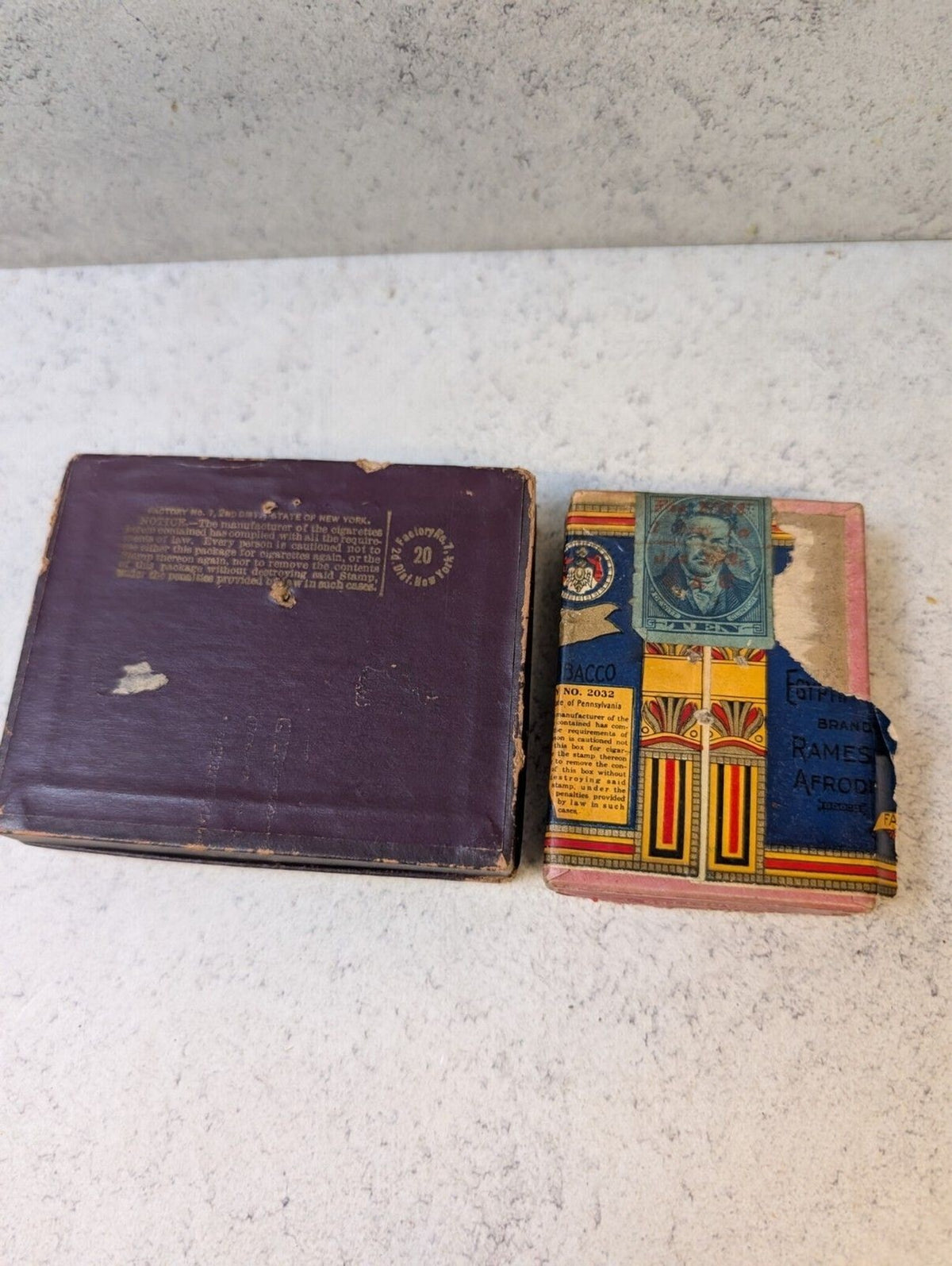2 Vintage Cigarette Boxes Turkish Trophies Rameses II Empty