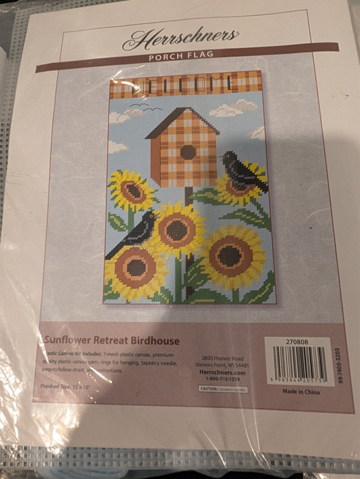 3 Welcome Floral Plastic Canvas Kits Herrschners Mary Maxim Sunflowers Birdhouse