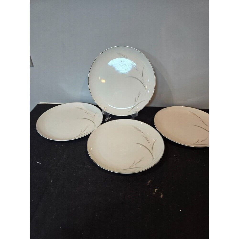 Set of 4  Mikasa Aries 8262 Dinner Plates - Wheat W/Green & Gray Stalk