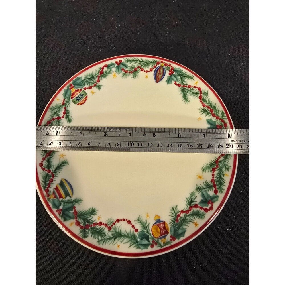 Pfaltzgraff Holiday Garland Christmas Salad Plate – 8" Holly & Ornaments