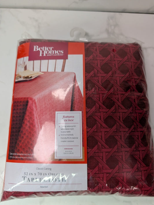 Better Homes & Gardens Classic Caning Mantel Tablecloth 52x70 Red Burgundy NOS