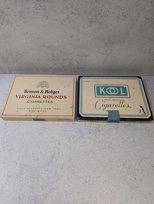 Vintage Cigarette Tins Lot Kool Benson Hedges Virginia Rounds Boxes