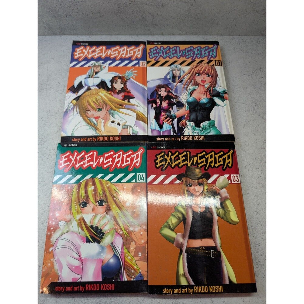 Excel Saga Manga Lot Vol 1 2 3 4 Complete Set Rikdo Koshi Viz Media Action