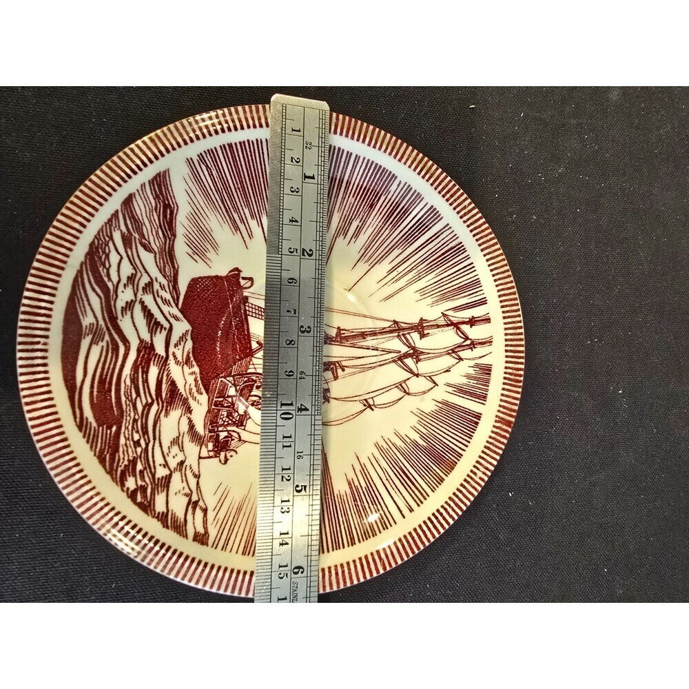 Rockwell Kent Moby Dick Cup & Saucer Set – Vernon Kilns – Brown– 1940s Vintage