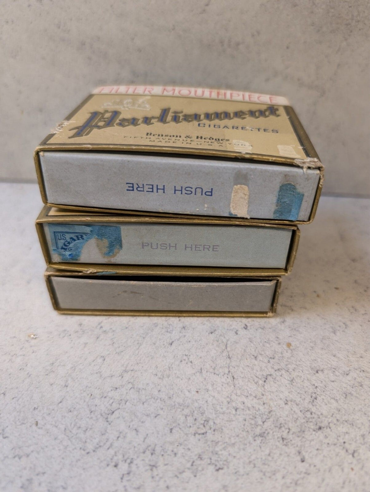 4 Vintage Parliament Benson & Hedges Cigarette Cardboard Boxes Lot