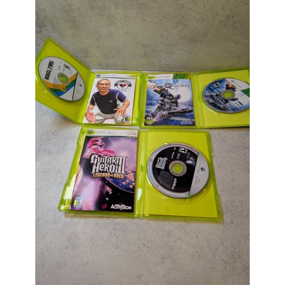 Xbox 360 Game Lot Vanquish Table Tennis Guitar Hero III Legends of Rock CIB Test