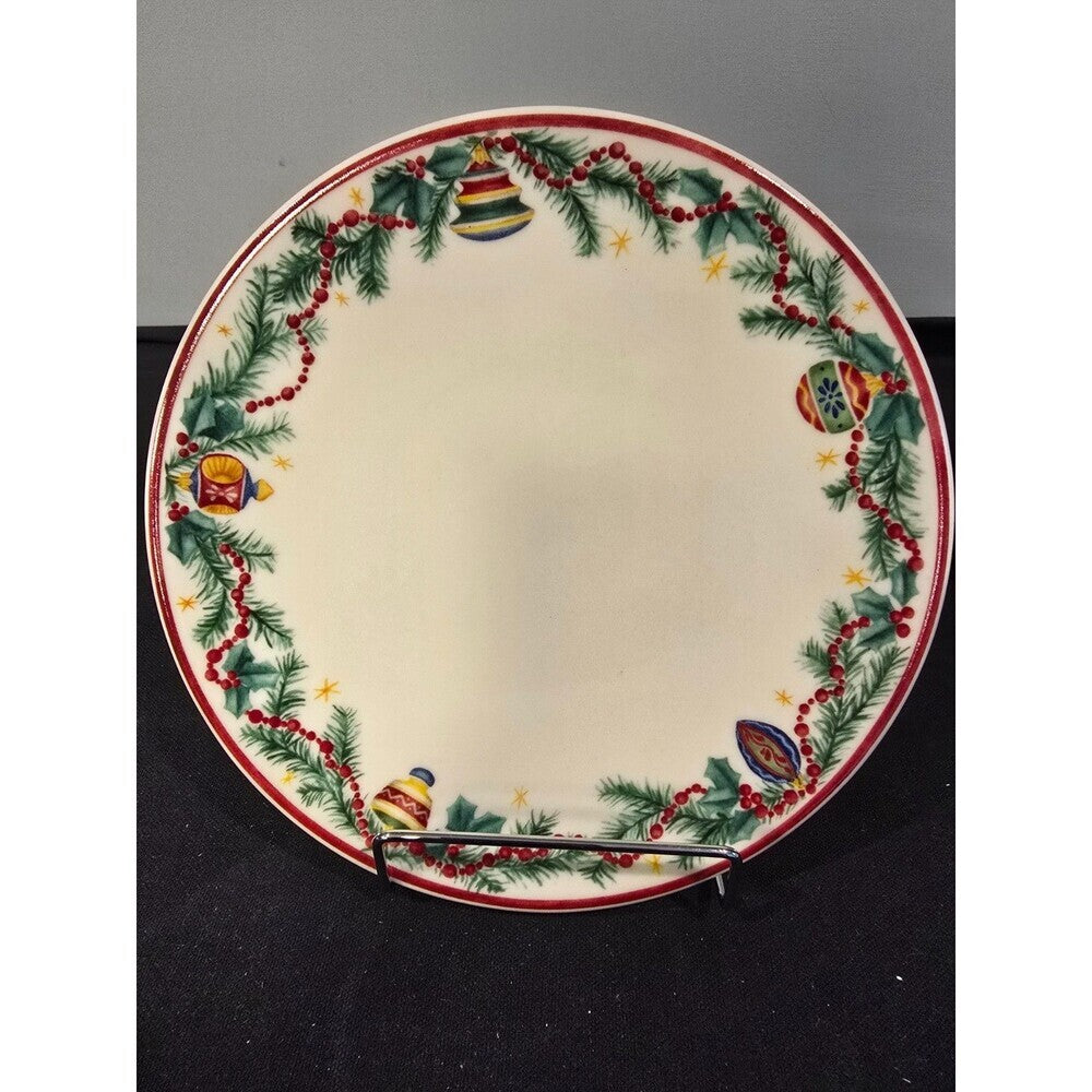 Pfaltzgraff Holiday Garland Christmas Salad Plate – 8" Holly & Ornaments