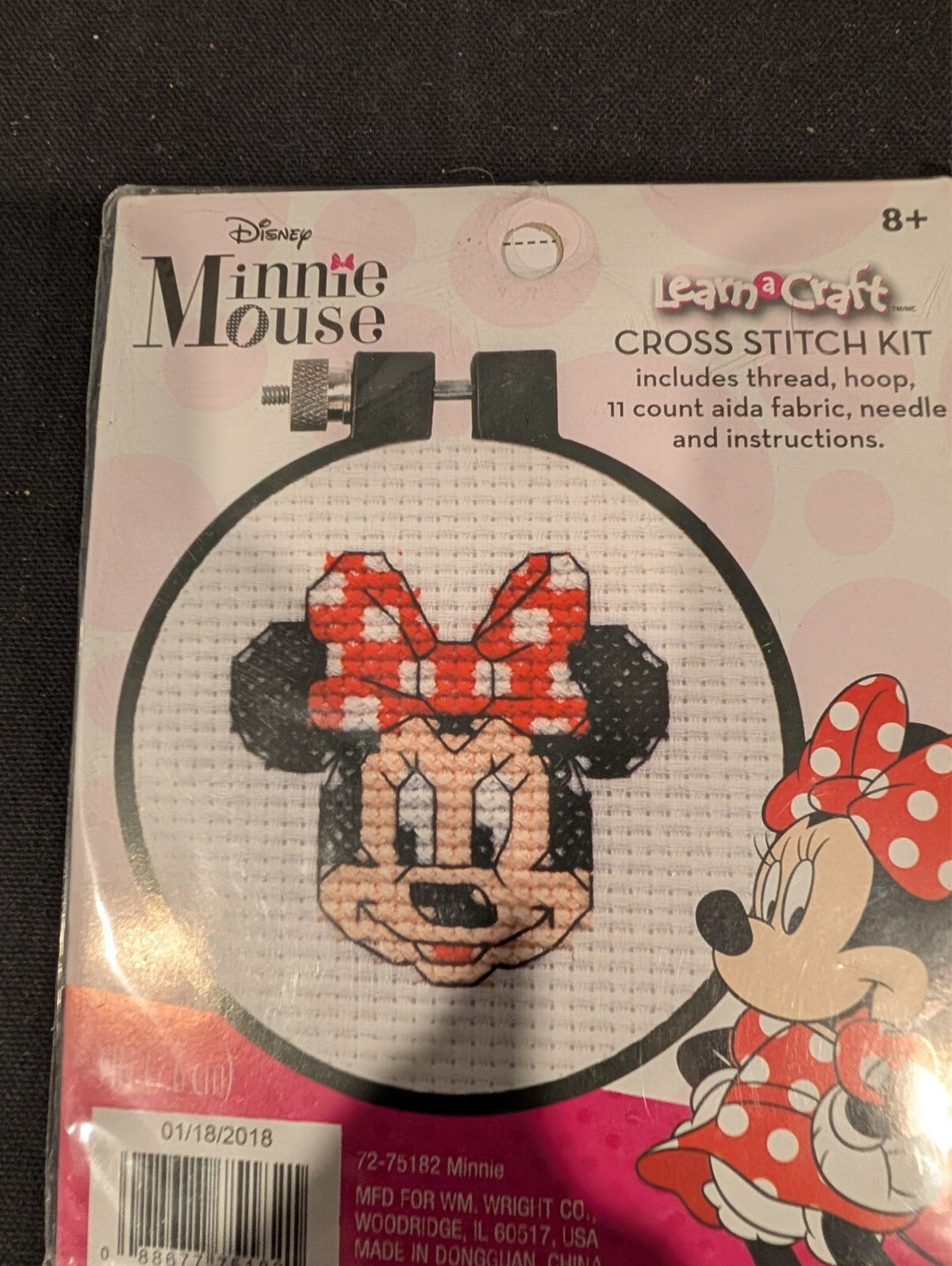 2 Disney Mickey Minnie Mouse Mini Cross Stitch Kits Learn a Craft Hoop