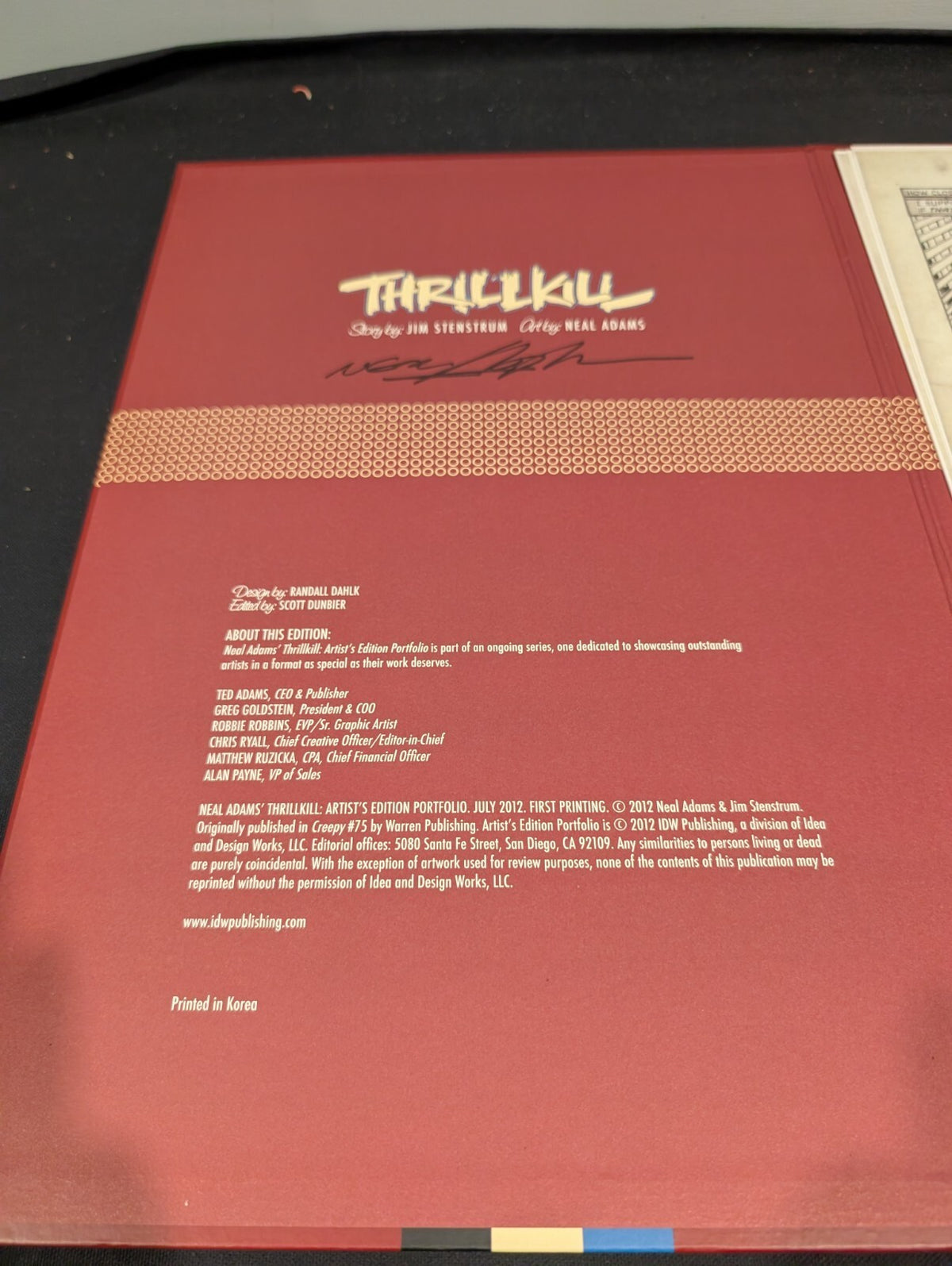 Neal Adams Thrillkill Artist's Edition Portfolio Signed 2012 IDW 1st Prt Creepy