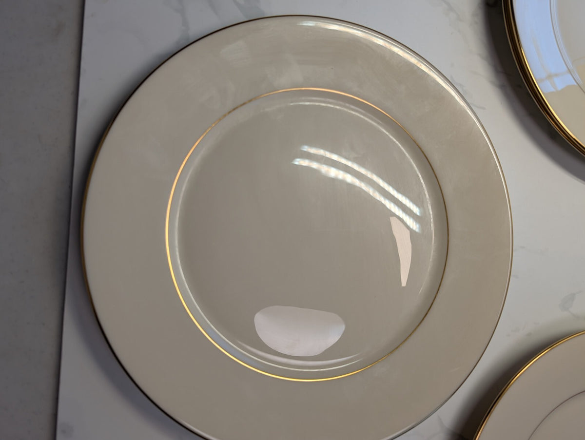 Lenox Hayworth Dinner Plates Set of 4 Ivory Gold Trim 10.5 in USA