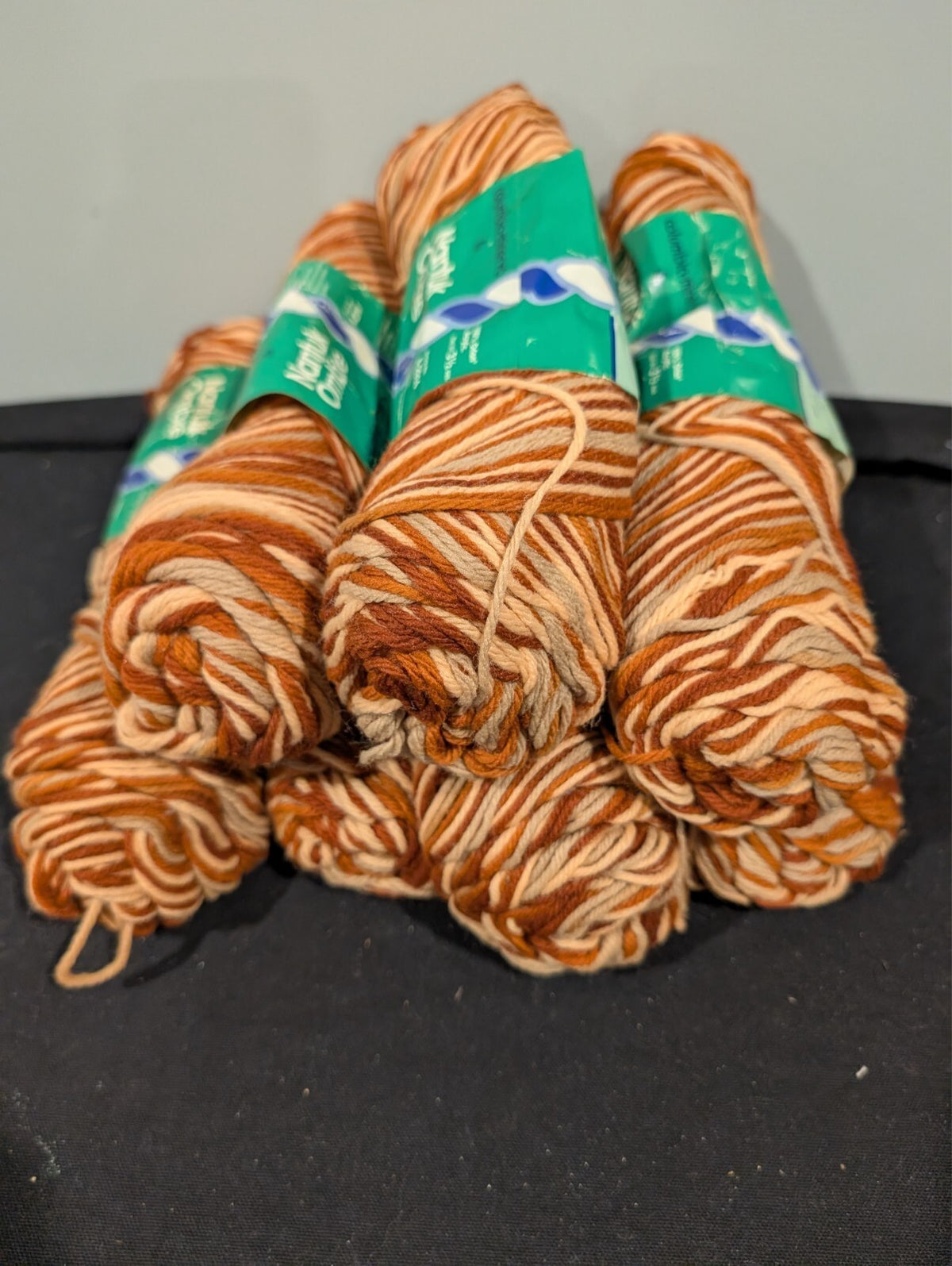 7 Skeins Vintage Columbia Minerva Nantuk Ombre Yarn Rust Tan Cream Orlon Acrylic