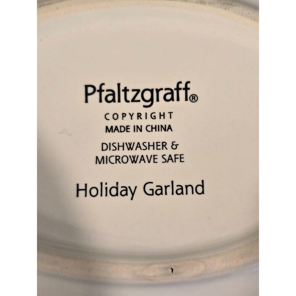Pfaltzgraff Holiday Garland Divided Serving Bowl with Metal Stand & Ladle
