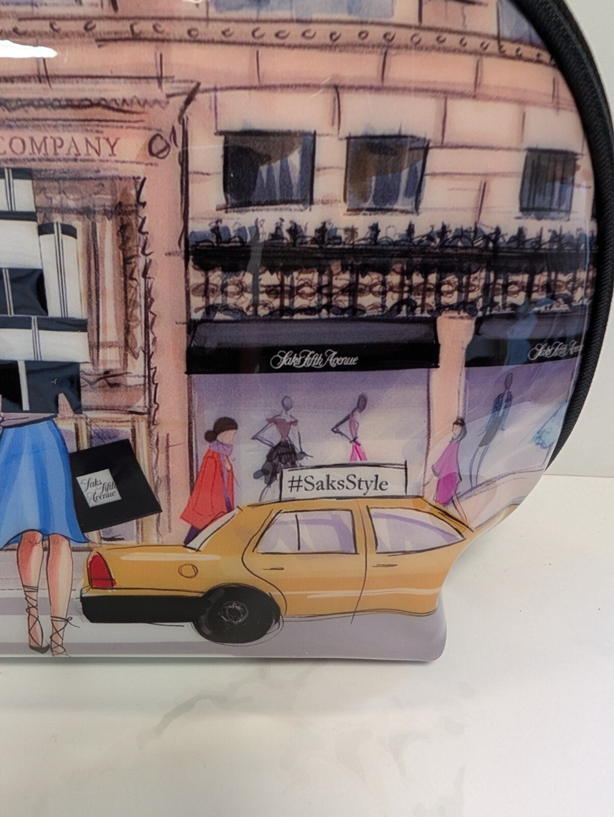 Saks Fifth Avenue Watercolor City Street Scene Cosmetic Pouch NWT