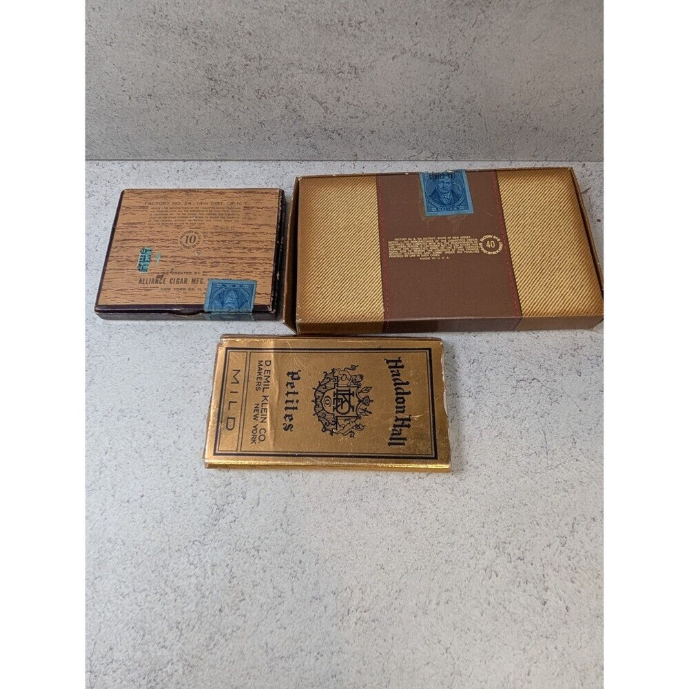 Vintage Cigarette Boxes Lot Old Gold Puppies Haddon Hall Tobacco Boxes