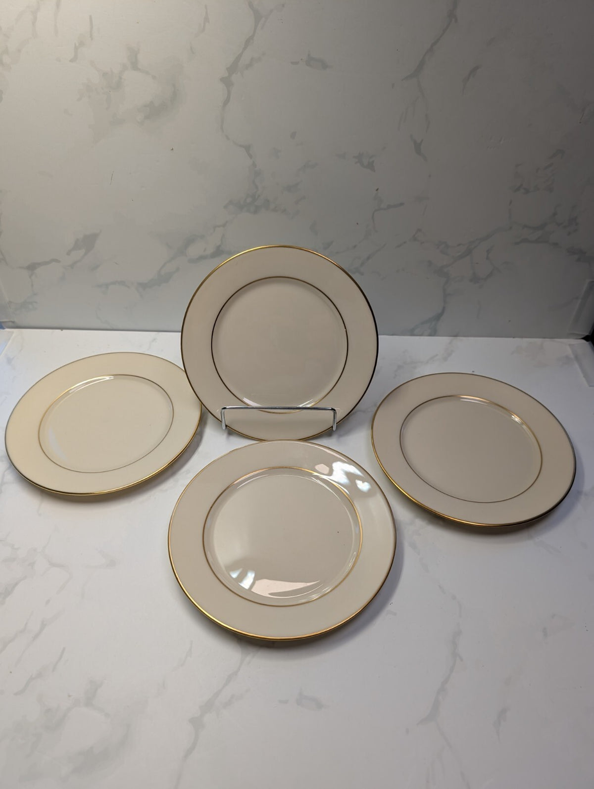 Lenox Hayworth Bread & Butter Plates Set of 4 Ivory Gold Trim 6.5 in USA