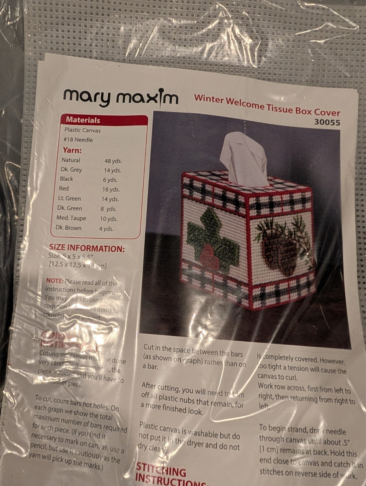 4 Holiday Tissue Box Plastic Canvas Kits Mary Maxim Winter Welcome Penguin Truck