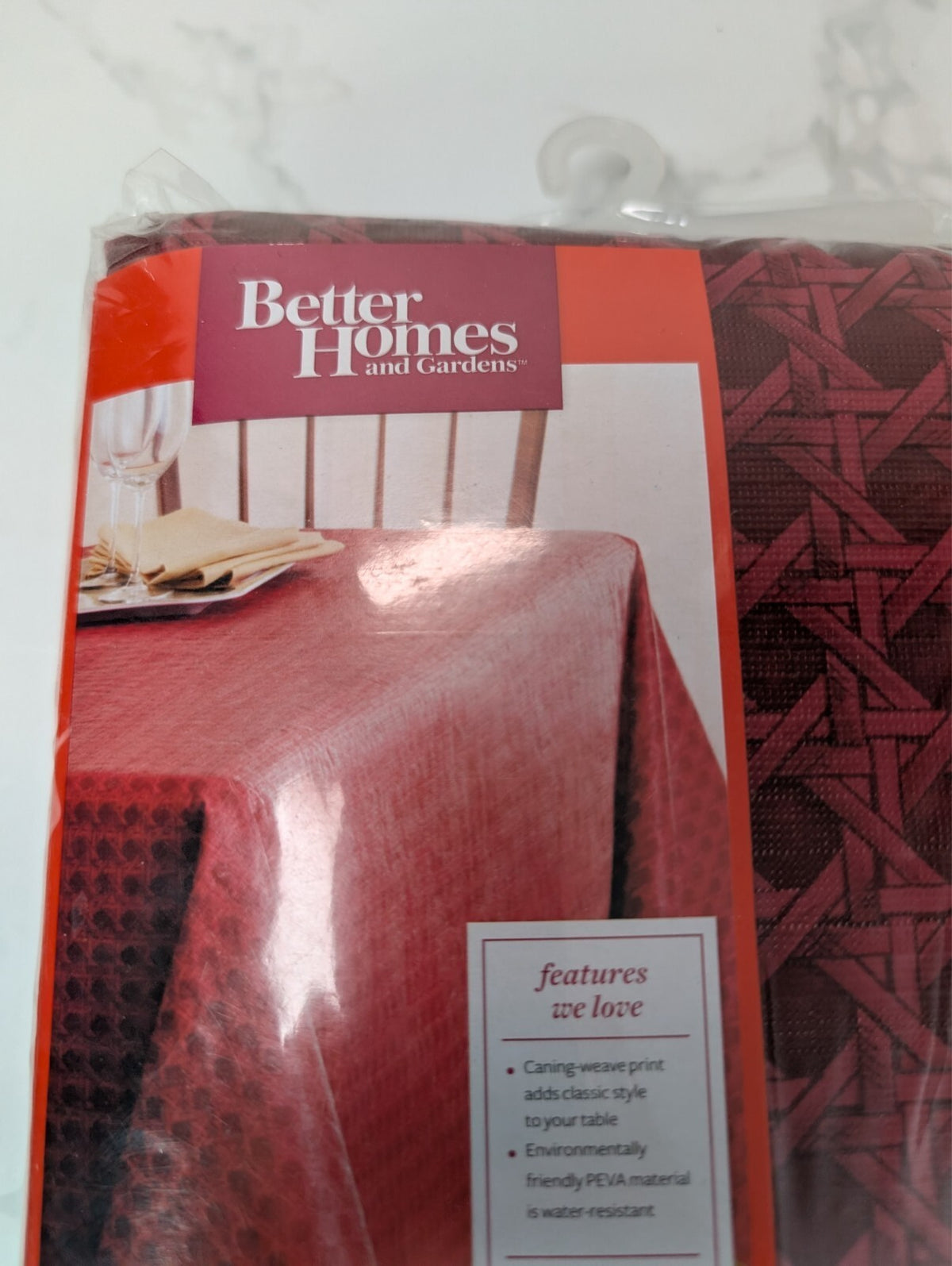 Better Homes & Gardens Classic Caning Mantel Tablecloth 52x70 Red Burgundy NOS
