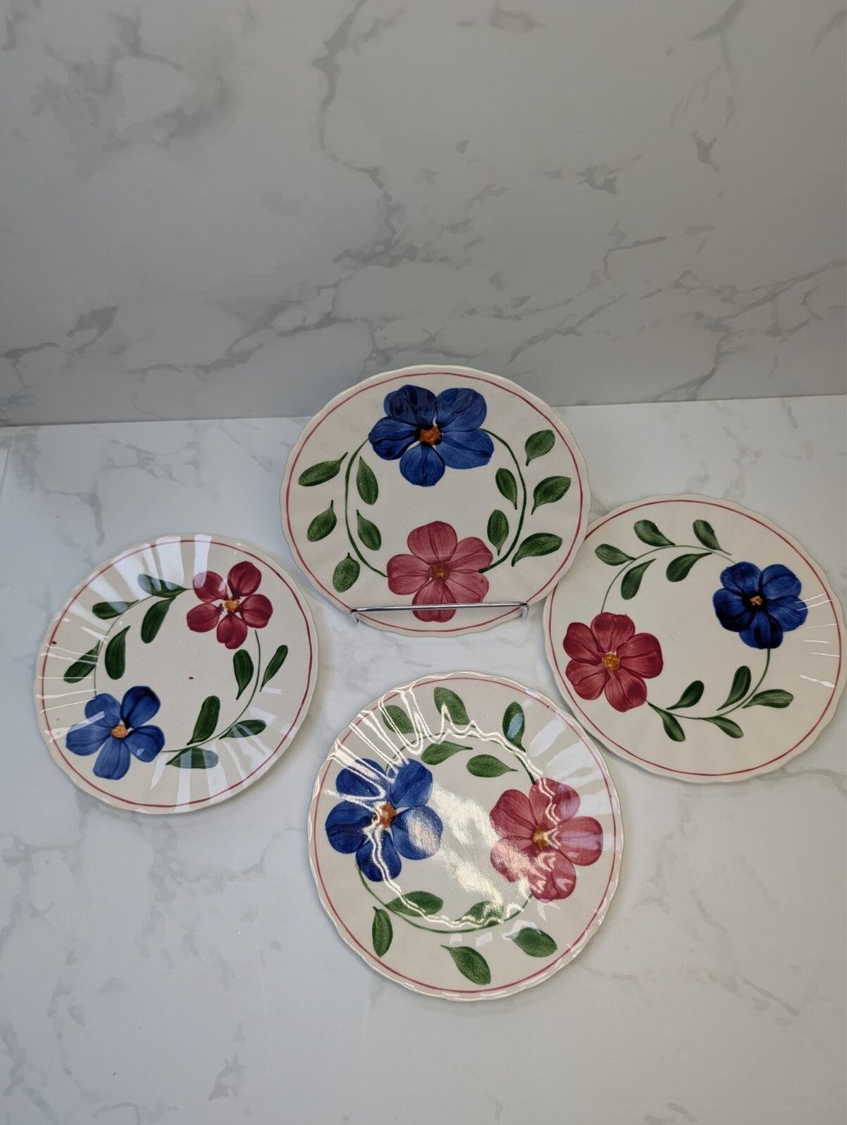 Blue Ridge Laurel Wreath Bread & Butter Plates Set of 4 Vintage 6.25"
