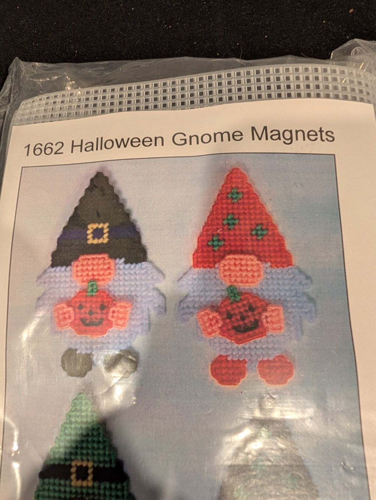 2 Holiday Plastic Canvas Kits Herrschners Santa Wall Hanging Halloween Gnomes