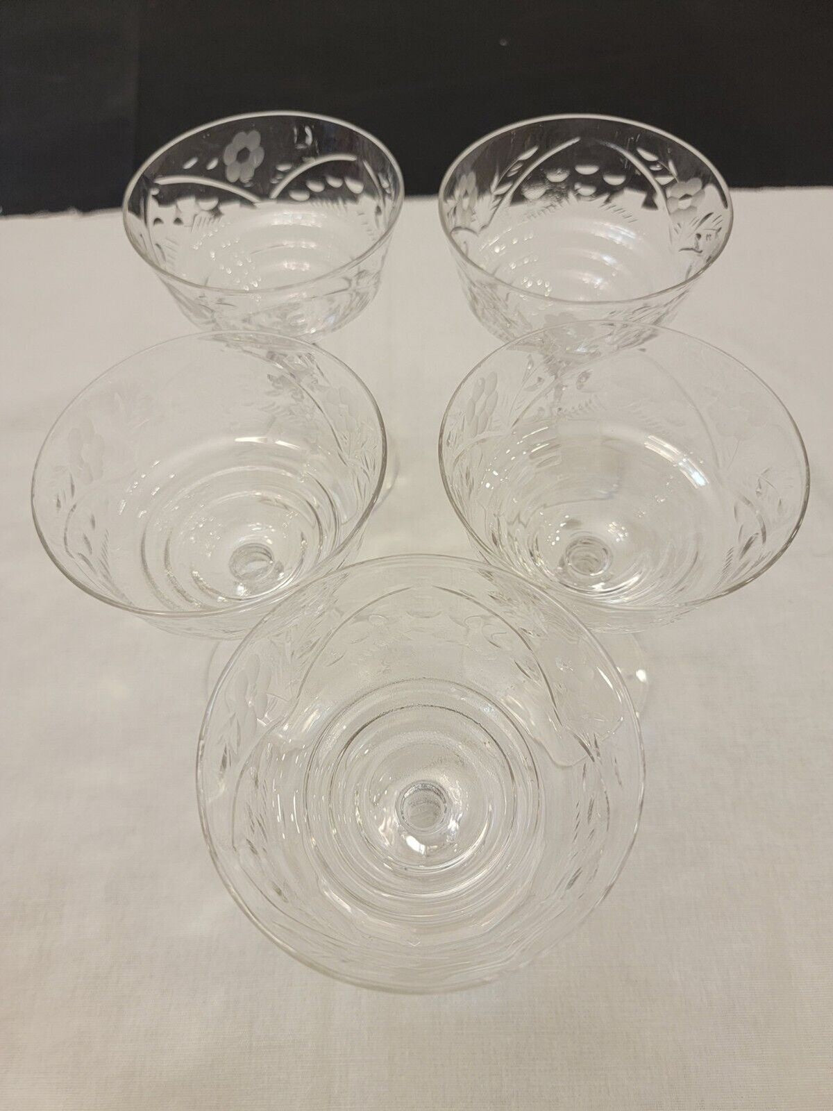 Set of 5 #2006 Libbey Rock Sharpe Marshfield Tall Champagne/Sherbet