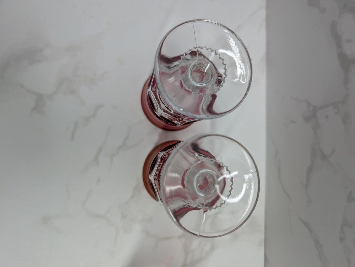 Tiffin King’s Crown Ruby Flash Wine Glasses Set of 4 Vintage Thumbprint Stemware
