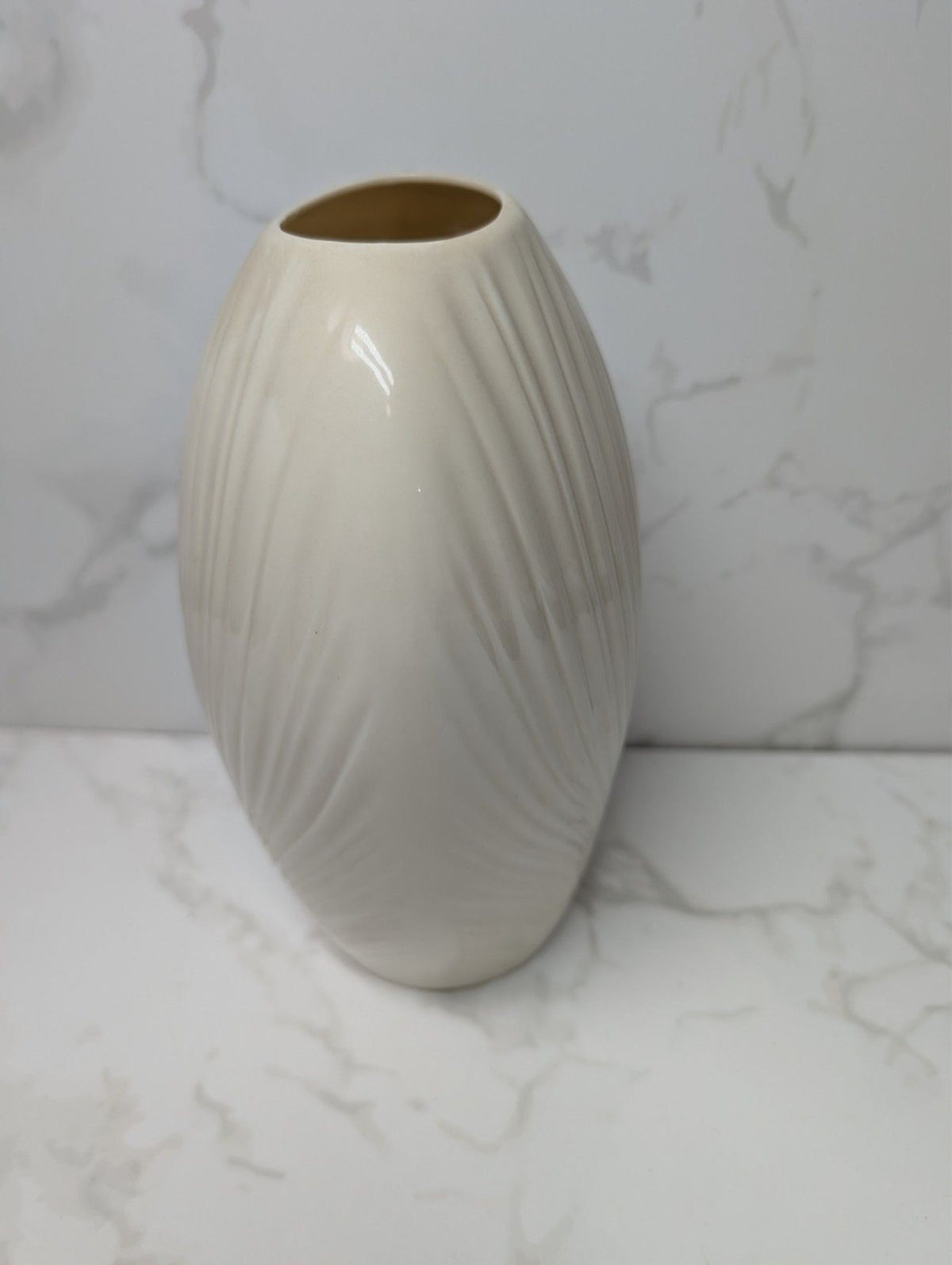 Lenox Ivory Ribbed Porcelain Vase Made in USA 8" Modern Swirl