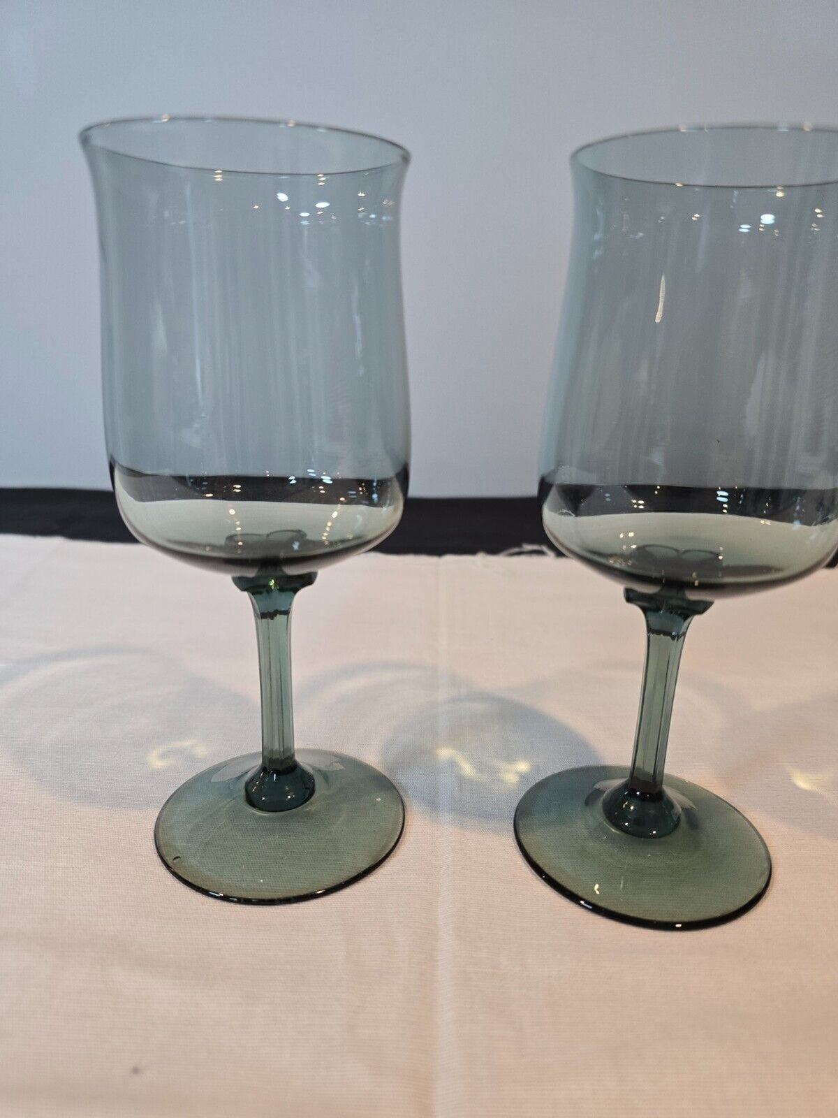 Set of 6 Lenox Crystal Silver Mist Blue Gray Water/Wine Goblet Glasses 6"