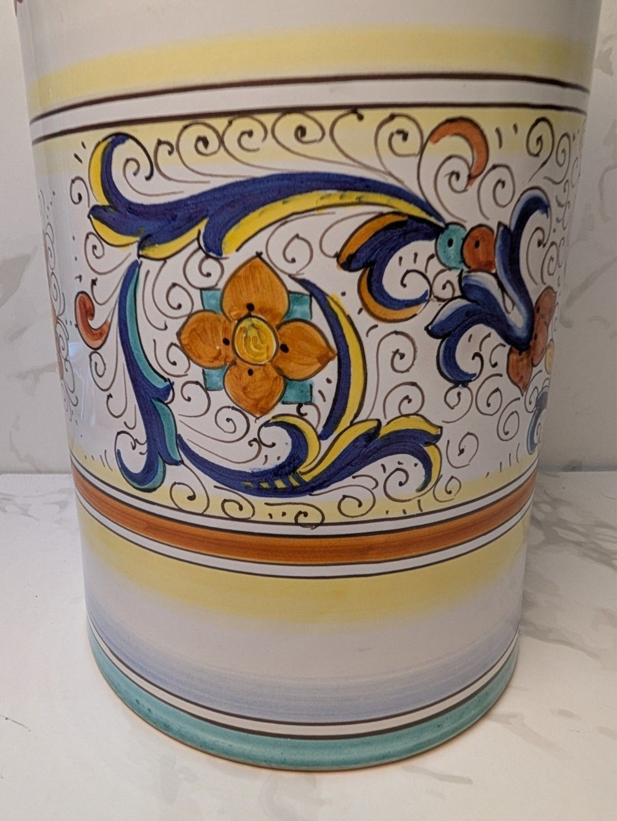 L'Antica Deruta Bellezza Farina Flour Canister w Lid Italian Majolica 10"