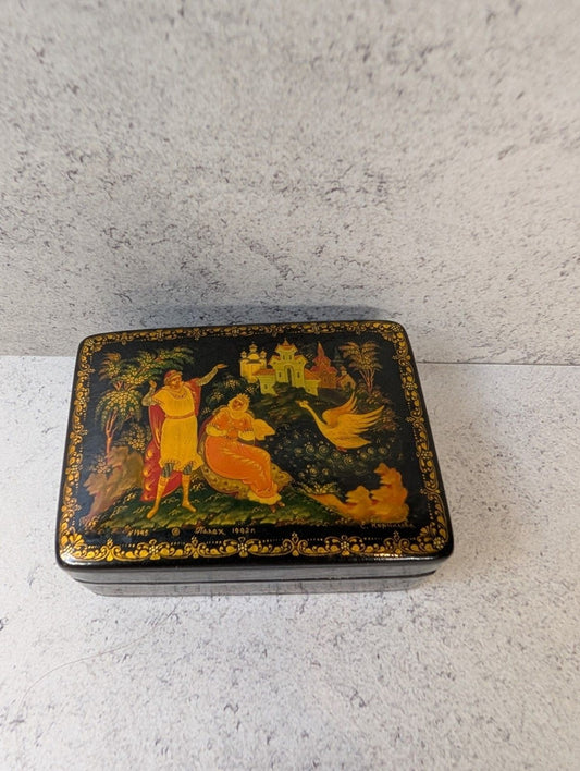 Palekh Russian Lacquer Box “Gvidon” – Hand-Painted, Signed Kornilova, 1992, Cert