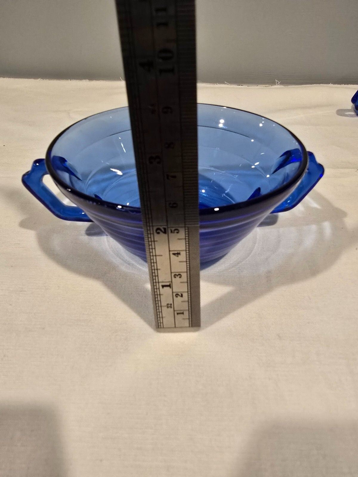 Hazel Atlas Moderntone Cobalt 2-Handled Soup Bowl – Depression Glass – Vtg 1930s