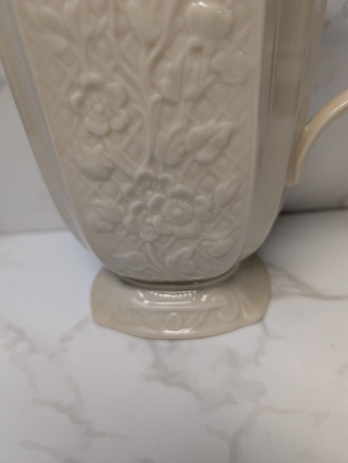 Lenox Ivory Gold Trim Small Pitcher 24 Oz USA Embossed Leaf Pattern