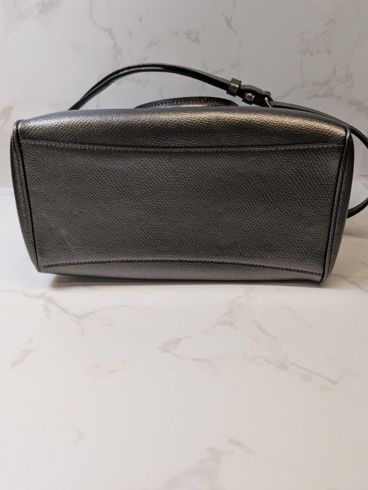 Coach Bennett Satchel / Purse — Metallic Gunmetal Leather 2 Way