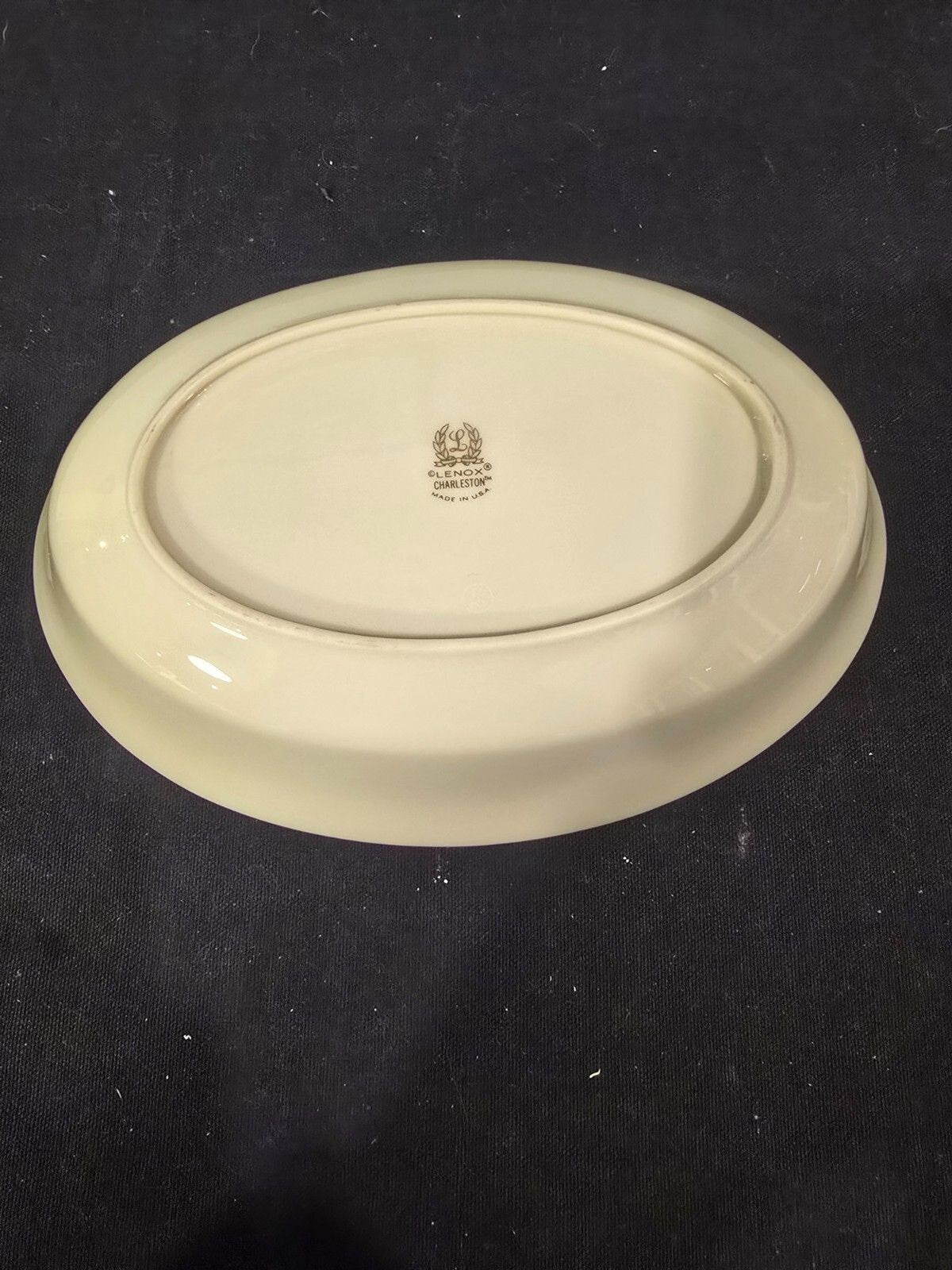 Lenox Charleston 9.5" Oval Vegetable Serving Bowl Gray/Pink Floral Rim New
