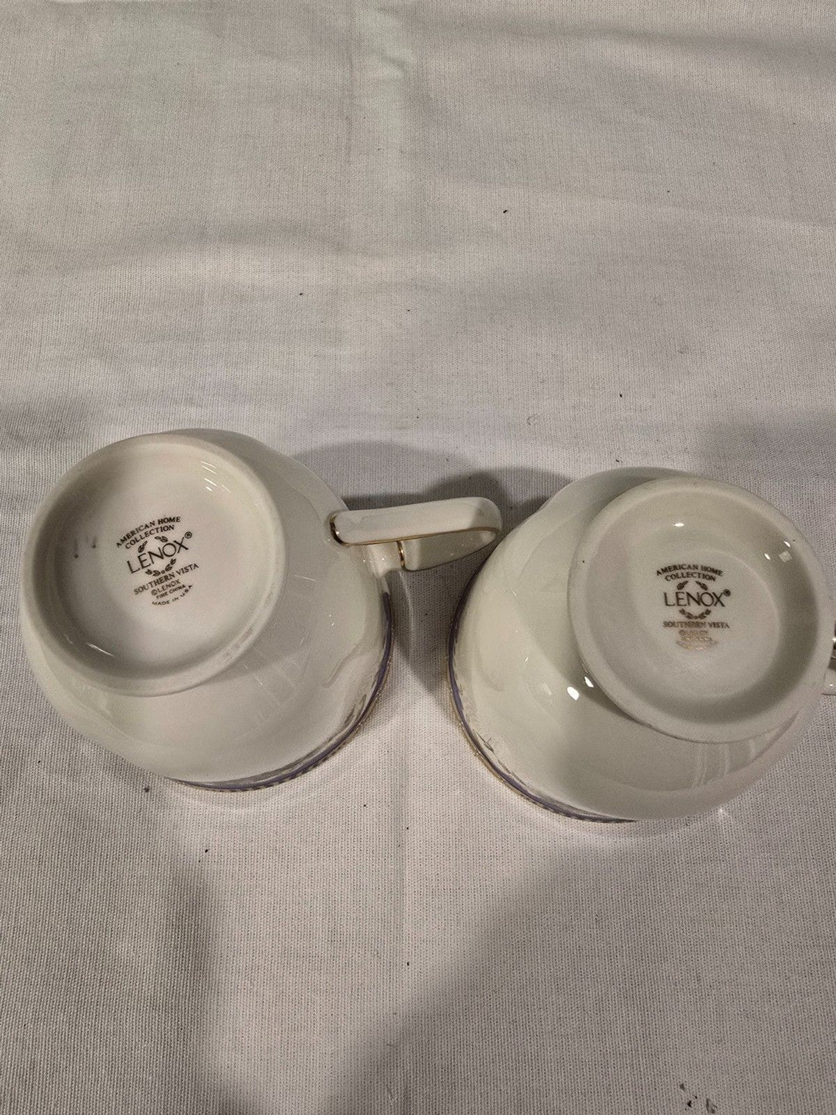Lenox Southern Vista Cup & Saucer Set Floral Blue Gold Trim