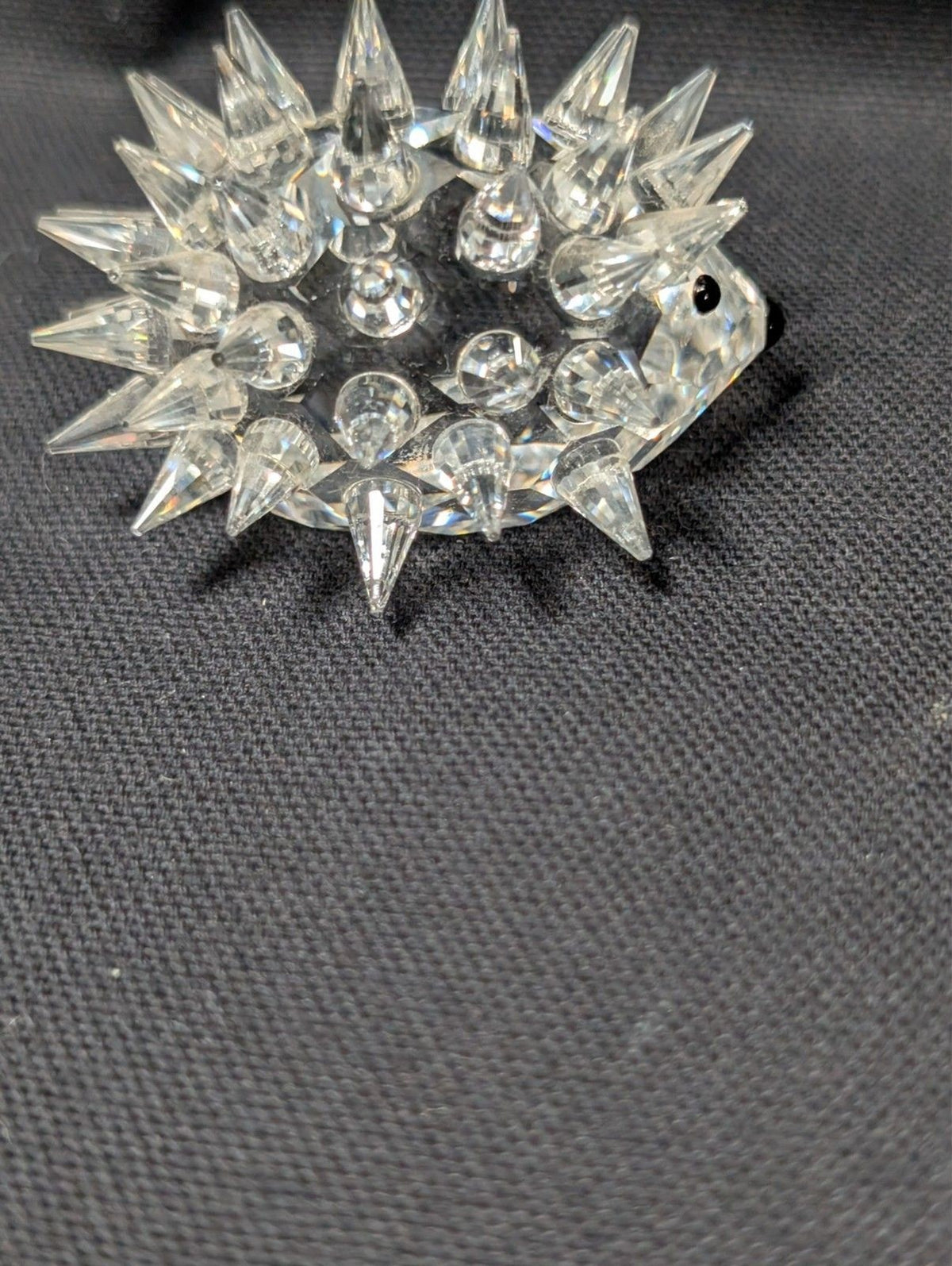 Swarovski Crystal Hedgehog Figurine Spiky Clear w Black Eyes w Box Austria