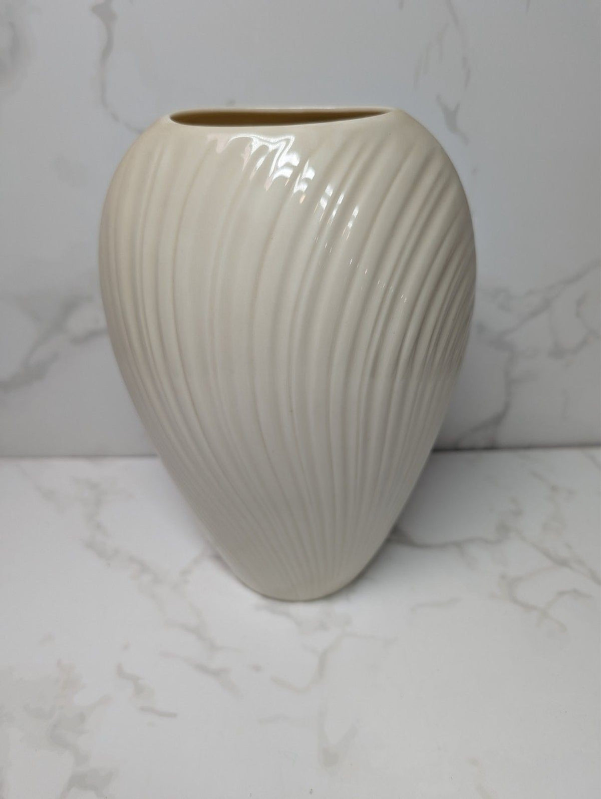 Lenox Ivory Ribbed Porcelain Vase Made in USA 8" Modern Swirl