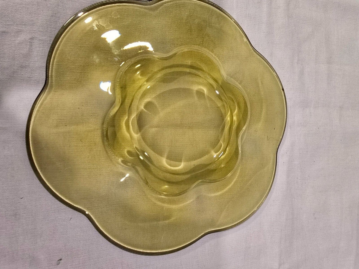 set of 4 Duncan & Miller Canterbury Chartreuse Salad Plates – Uranium Glass MCM