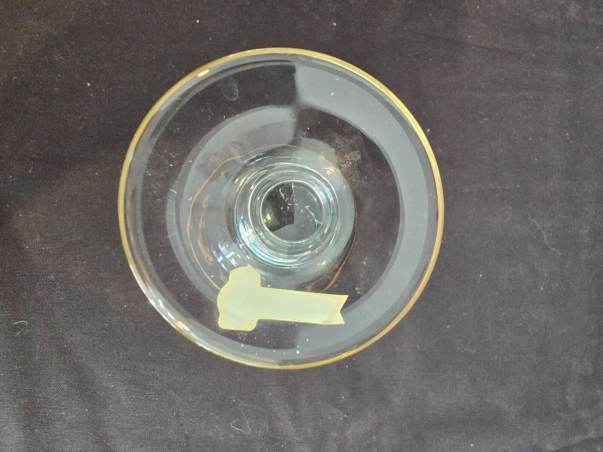 SET of 2 Interglass Italy Clear & Hand Painted 24K Gold Water/Wine Glasses