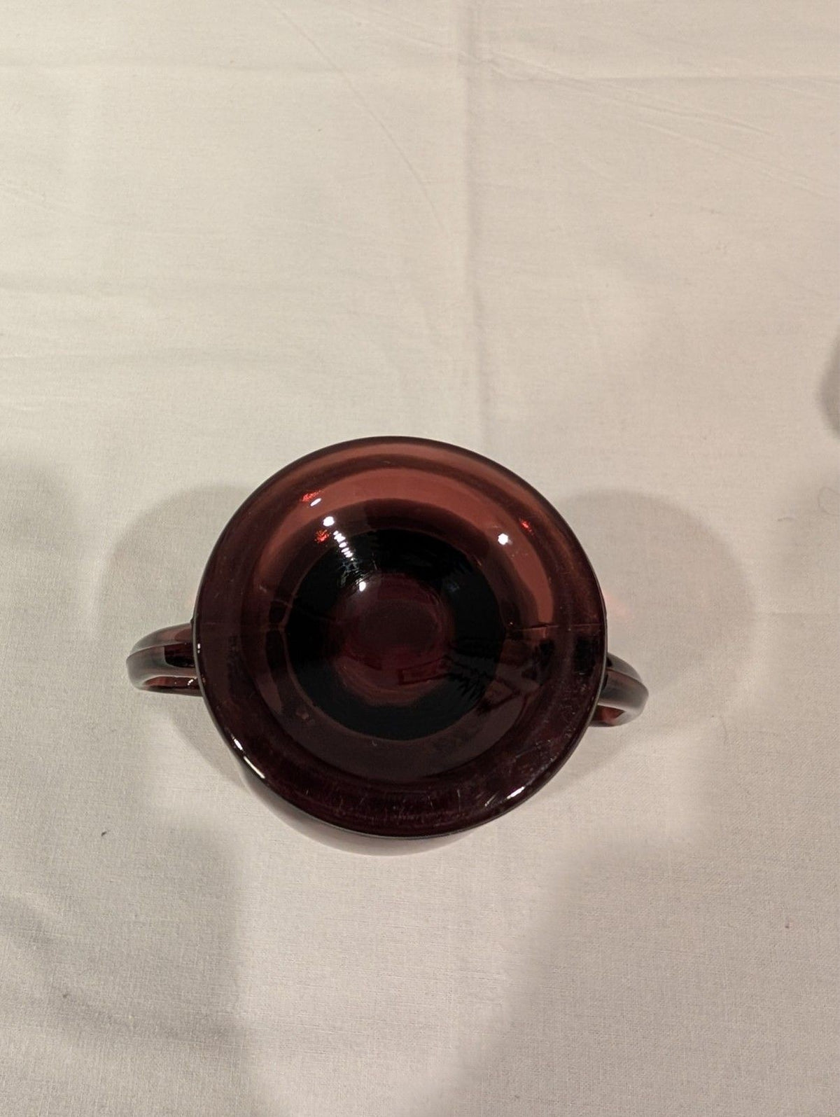 Vintage Amethyst Glass Sugar & Creamer Set — Scalloped Rim — Pedestal Base — MCM