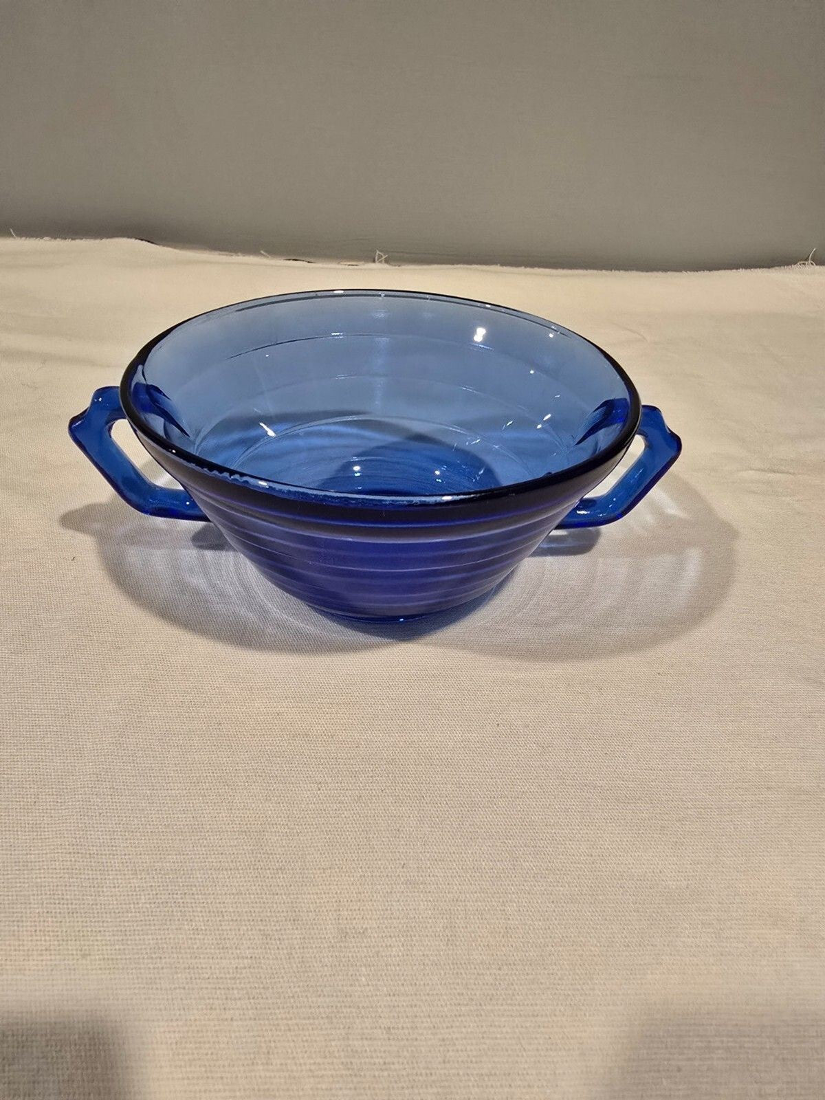 Hazel Atlas Moderntone Cobalt 2-Handled Soup Bowl – Depression Glass – Vtg 1930s